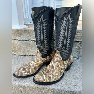 Cowtown eastern Diamondback RATTLESNAKE EXOTIC  RARE WESTERN COWBOY BOOTS 10d